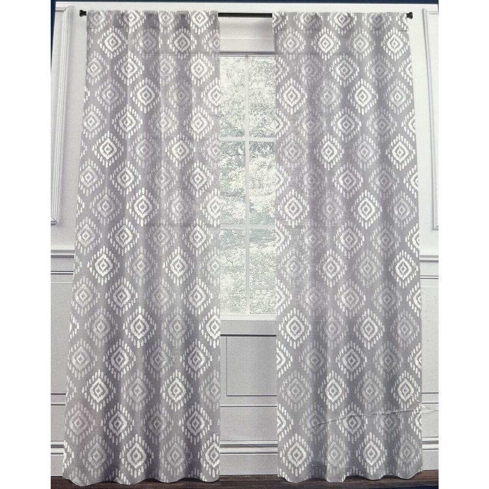 NWT Chaps Set of 2- 38”x84” Gray Ikat Medallion Back Tab Rod Pocket Panels